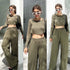 YUNAKA Two Piece Cropped Top with Trouser